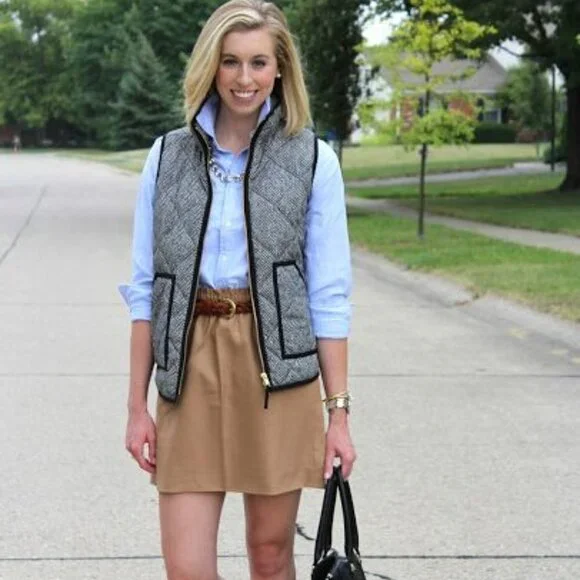 J. Crew Excursion Blogger Favorite Quilted Down Fill Vest Herringbone XS - Picture 8 of 16